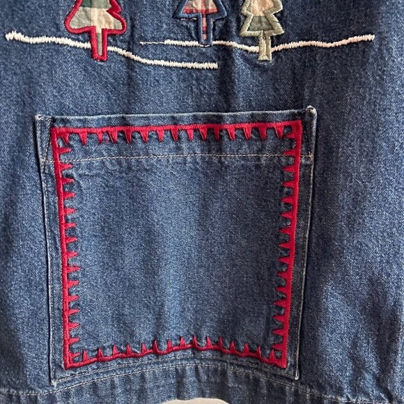 Vtg Teddi Womens Jacket Size M Barn Chore Embroidered Denim Corduroy Lightweight - Picture 7 of 12